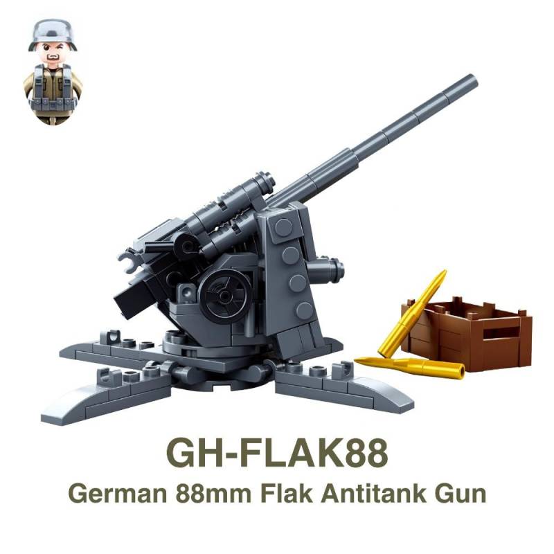 WW2 88mm Flak Geschütz Kanone Raketenartillerie Militär Armee Krieg Waffe Soldat MOC Playmobil Modell Baustein Kinder Kind Spielzeug von Joom DACH