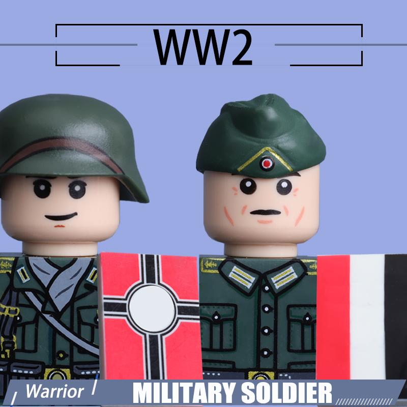 WW2 Marine Landtruppen Soldatenfigur Bausteine Armeeoffizier Krieger Mütze Helm Flagge Zubehör Militärsteine Spielzeug Jungen von Joom DACH