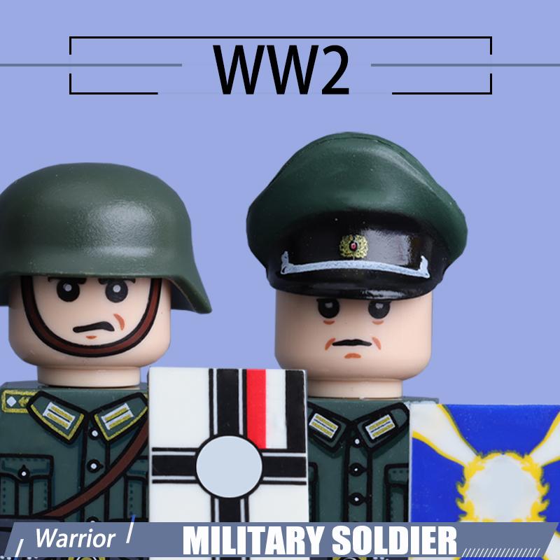 WW2 Marine Landtruppen Soldatenfigur Bausteine Armeeoffizier Krieger Mütze Helm Flagge Zubehör Militärsteine Spielzeug Jungen von Joom DACH