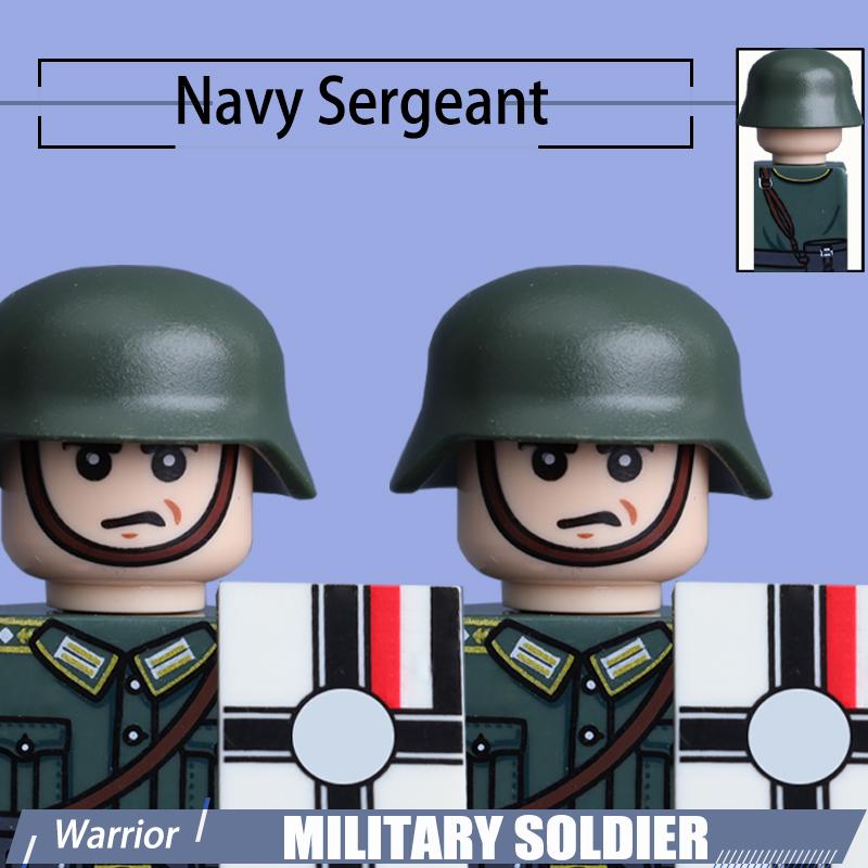 WW2 Marine Landtruppen Soldatenfigur Bausteine Armeeoffizier Krieger Mütze Helm Flagge Zubehör Militärsteine Spielzeug Jungen von Joom DACH