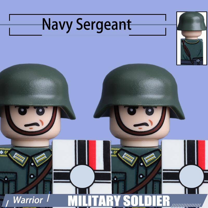 WW2 Marine Landtruppen Soldatenfigur Bausteine Armeeoffizier Krieger Mütze Helm Flagge Zubehör Militärsteine Spielzeug Jungen von Joom DACH