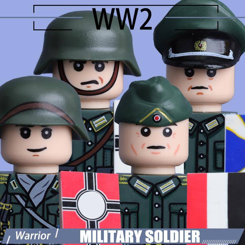 WW2 Marine Landtruppen Soldatenfigur Bausteine Armeeoffizier Krieger Mütze Helm Flagge Zubehör Militärsteine Spielzeug Jungen tiefseeblau von Joom DACH