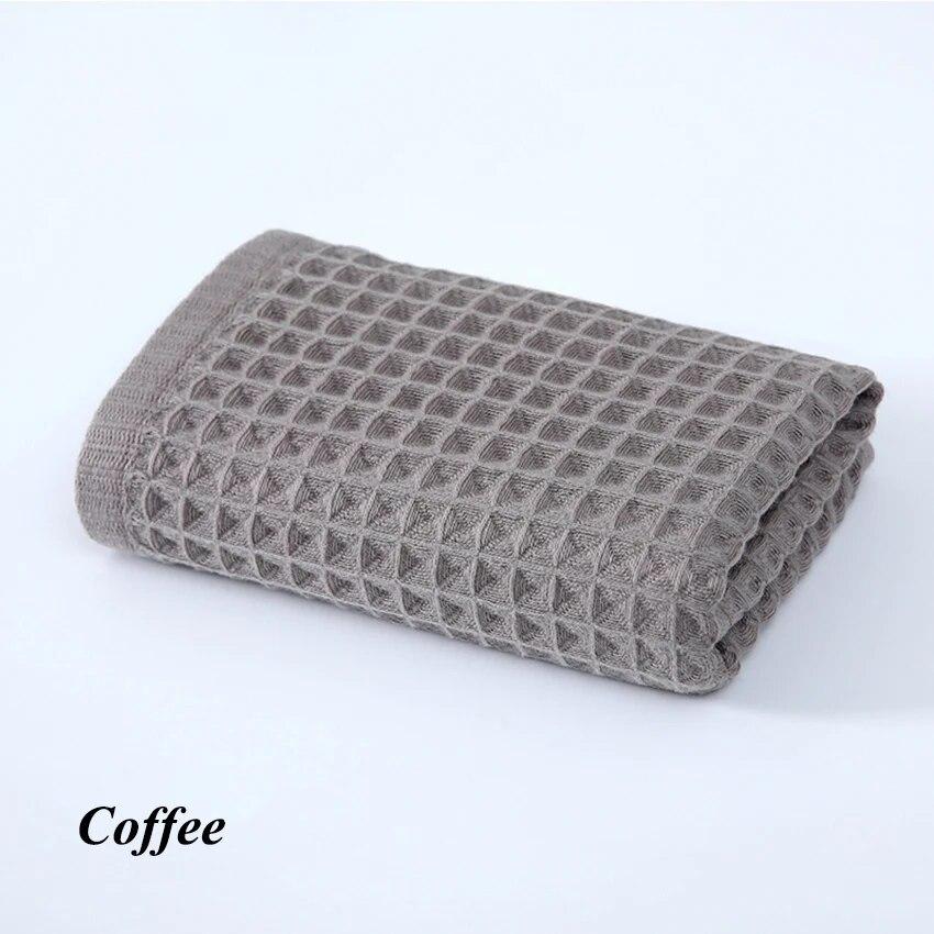 Waffel-Baumwoll-Badetuch, weiche Wabenstruktur, stark saugfähige Gesichts-Duschtücher für Erwachsene, Kinder, Zuhause, Badezimmer, Dusche, Spa, Schwimmen, 34 x 74/70 x 140 cm 70x140cm kaffeebraun von Joom DACH