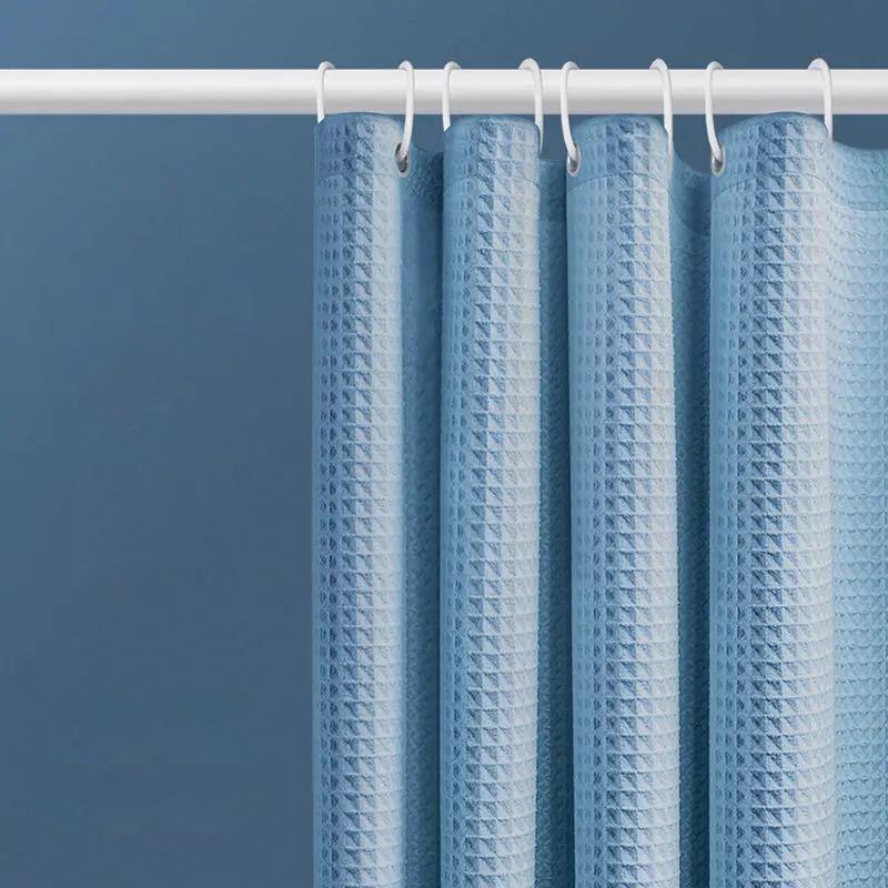 Waffel-Duschvorhang, Stoff-Duschvorhänge für Badezimmer, lange Vorhänge für Badewannen, Badezimmer-Duschvorhänge 150Wx180H blau von Joom DACH