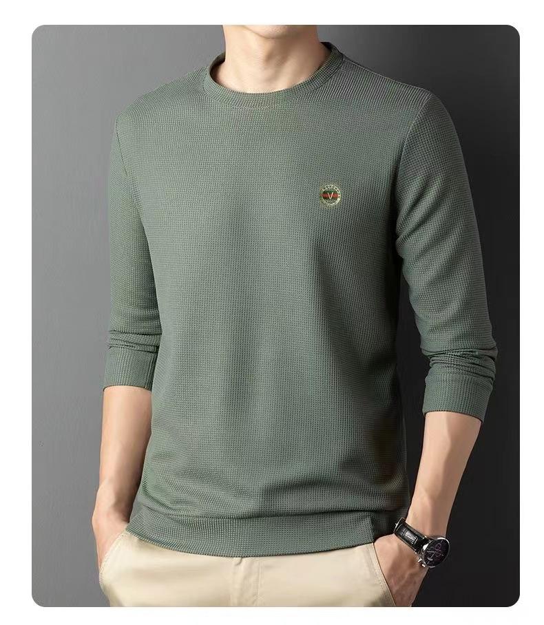 Waffel-Sweatshirt Herbst Herren New Fashion Trend Crewneck Langarm T-Shirt Herren Base Shirt 2XL von Joom DACH