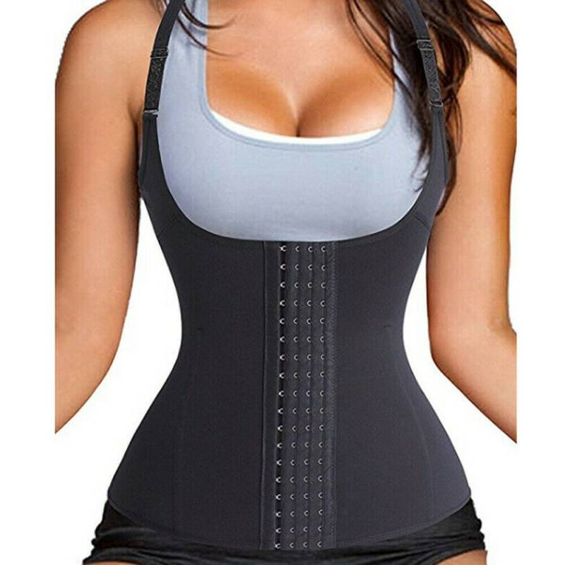 Taillentrainer-Korsettweste für Frauen zur Gewichtsabnahme, Body Shaper Top, Unterbrust-Schlankheits-Bauchkontroll-Tank-Korsett mit Haken S schwarz von Joom DACH