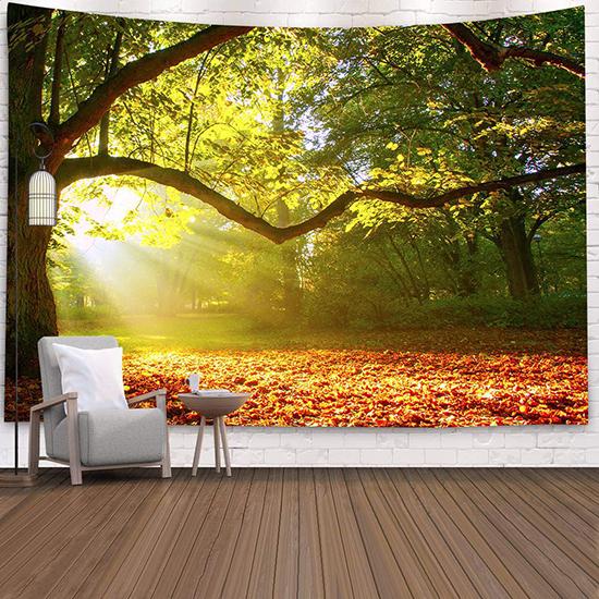 Wald Wasserfall Wandteppich Wandbehang Halloween Grün Wandteppich Augenschutz Wandteppich Home Decor Wandbild 180*230cm von Joom DACH