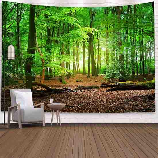 Wald Wasserfall Wandteppich Wandbehang Halloween Grün Wandteppich Augenschutz Wandteppich Home Decor Wandbild 75*95cm von Joom DACH