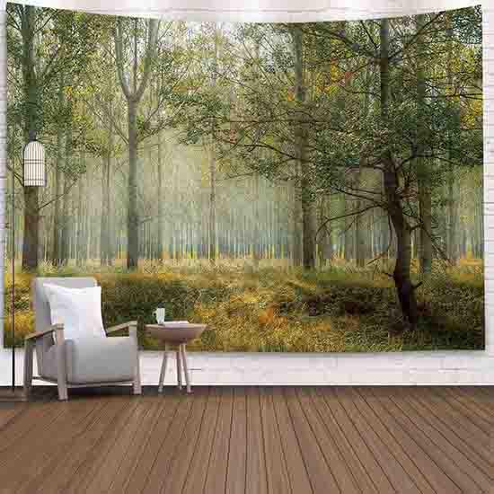 Wald Wasserfall Wandteppich Wandbehang Halloween Grün Wandteppich Augenschutz Wandteppich Home Decor Wandbild 75*95cm von Joom DACH