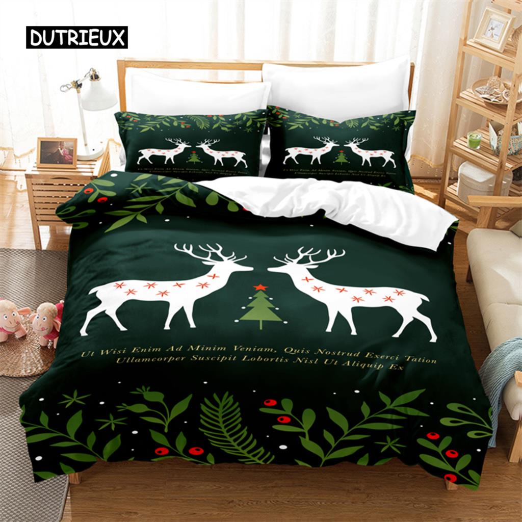 Wald Weihnachten Bettwäsche Set Bettbezug Set 3D Bettwäsche Digitaldruck Bettwäsche Queen Size Bettwäsche Set Modedesign EU single(135x200cm) von Joom DACH