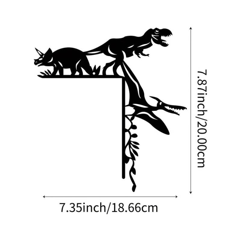 Wandaufkleber aus Metall mit Dinosauriern und Wildschweinen – Dekorative Türecken und Rahmenkunst, einzigartiger Wandbehang aus Metall für die Inneneinrichtung licht grau von Joom DACH