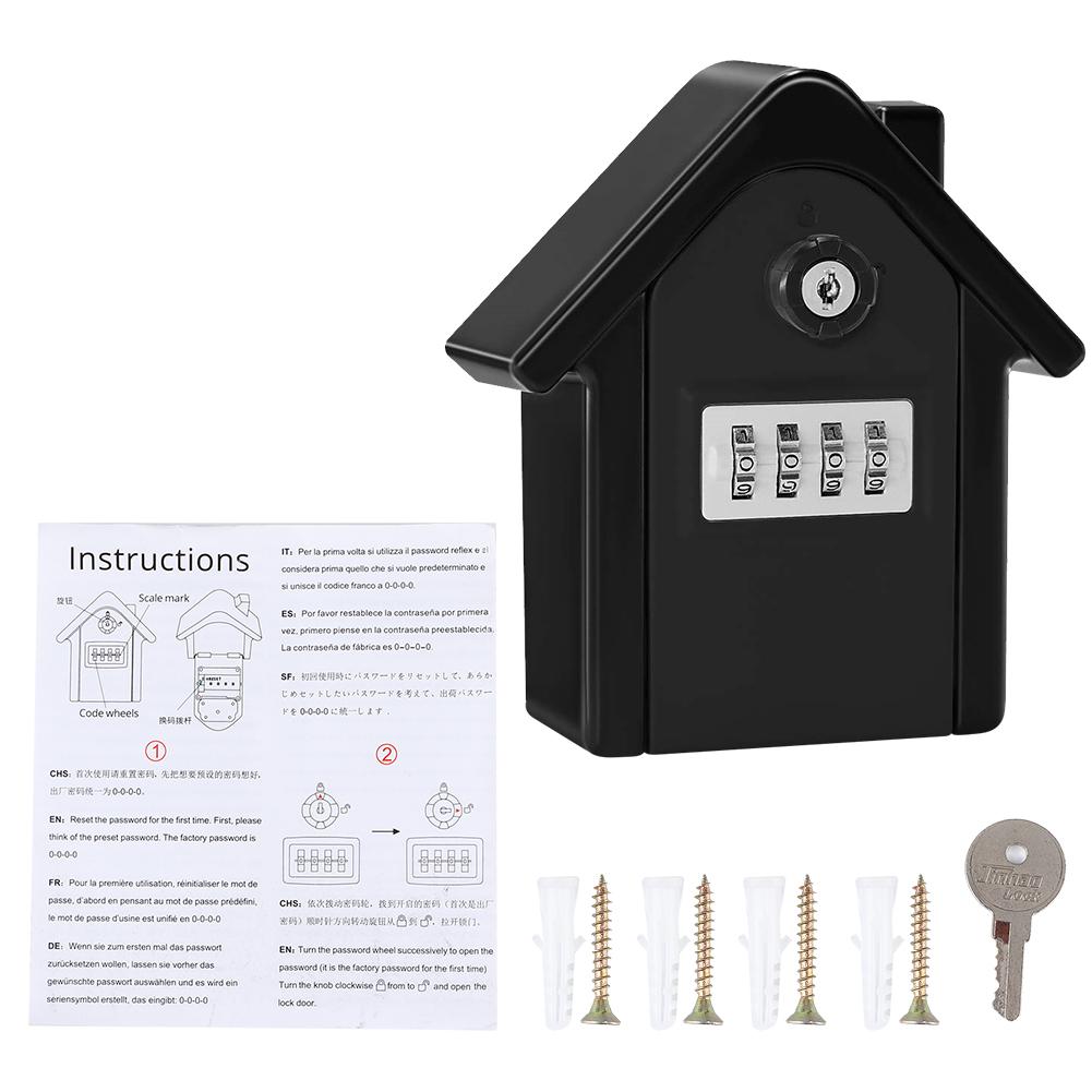 Wandbehang Zinklegierung Anti-Diebstahl 4-stellige Passwort-Schlüsselaufbewahrungsbox-Kit für das Home Factory Office(Schwarz ) graue von Joom DACH
