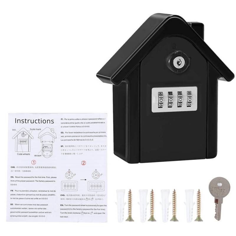 Wandbehang Zinklegierung Anti-Diebstahl 4-stellige Passwort-Schlüsselaufbewahrungsbox-Kit für das Home Factory Office(Schwarz ) graue von Joom DACH