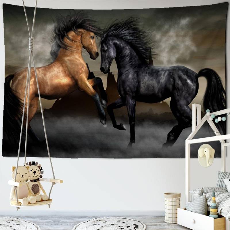 Wandbehang mit Pentium-Pferdedruck, 3D-Digitaldruck, Wandteppich, Heimdekoration, Wandteppiche, Hängedecke, böhmische Dekoration 95x70CM von Joom DACH