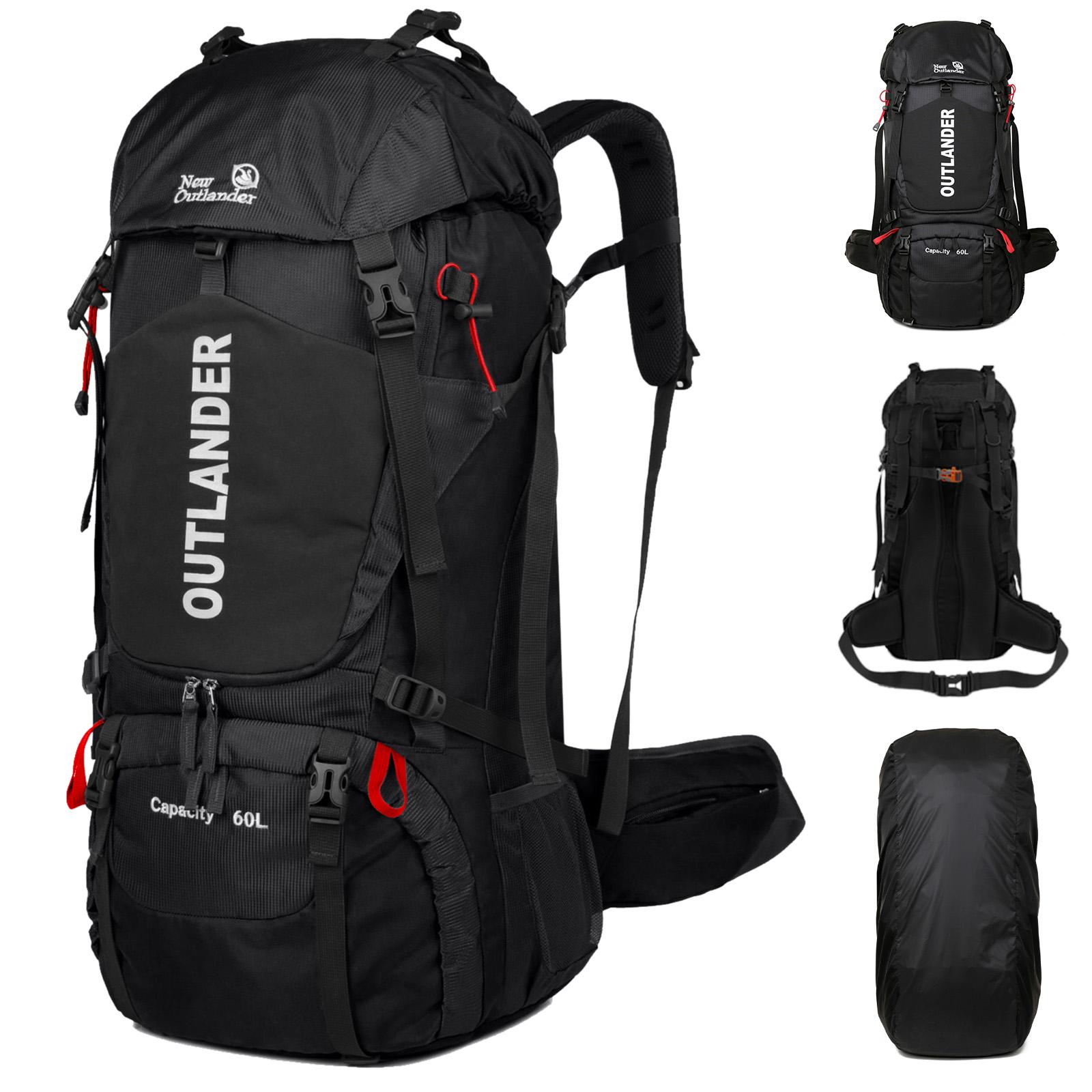 Wandern Rucksack 60L Wasserdicht Camping Rucksack Licht Reise Rucksack für Männer/Frauen Rucksack mit schwarz von Joom DACH