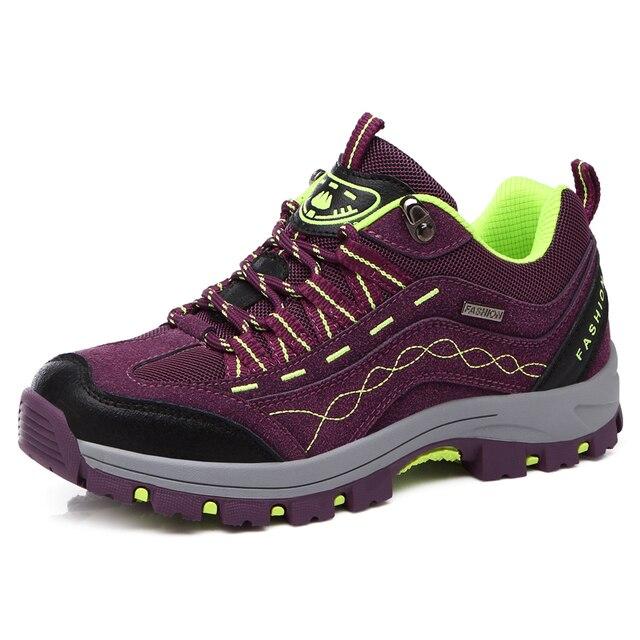 Wandern Schuhe Frau Wasserdichte Trekking Männer Outdoor Berg Turnschuhe Leder Frauen Klettern 35 violett von Joom DACH