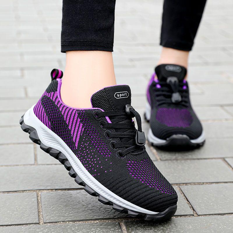 Wanderschuhe Damenschuhe Frühling Damen mittleren Alters Leichte Sportschuhe Mesh Atmungsaktive Mutterschuhe Weiche Unterseite Rutschfest 41 von Joom DACH