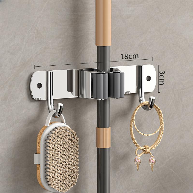 Wandhalterung Mop Organizer Halter Besenhaken Edelstahl Aufbewahrungshaken Küche Badezimmer Organisation Zubehör 1 clip 2 hooks von Joom DACH