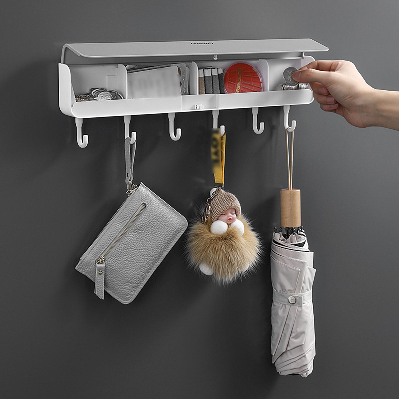 Wandmontierte Kleiderhaken mit 4 Ablagefächern, Flur-Organizer, Küchen-Aufbewahrungs-Organizer grau Wandmontierte Kleiderhaken mit 4 Ablagefächern, Flur-Organizer, Küchen-Aufbewahrungs-Organizer grau von Joom DACH
