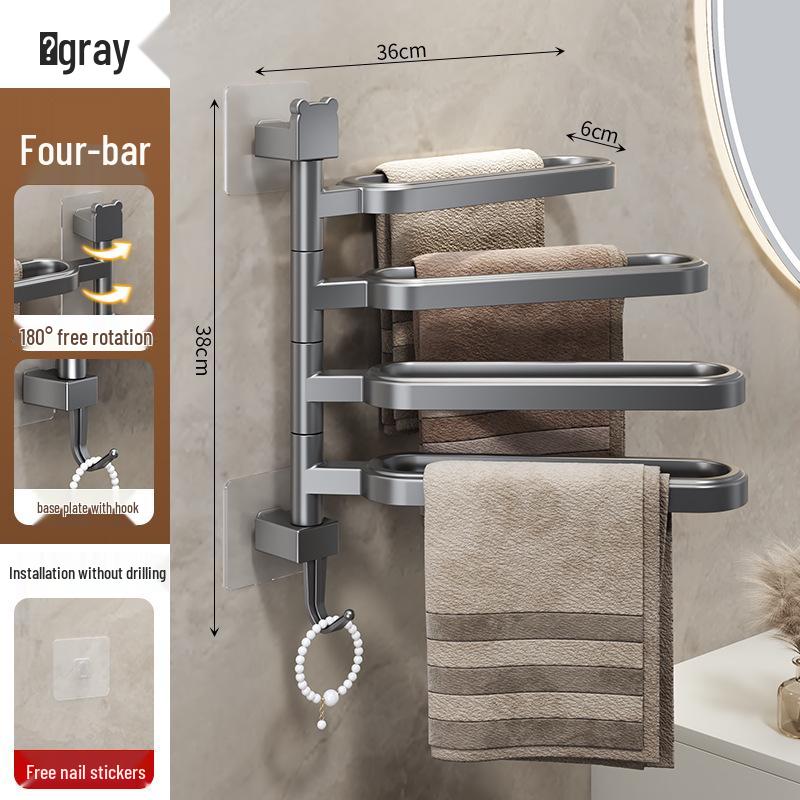 Wandmontierter, bohrfreier, drehbarer Handtuchhalter und Ablage zur Badezimmeraufbewahrung von Joom DACH