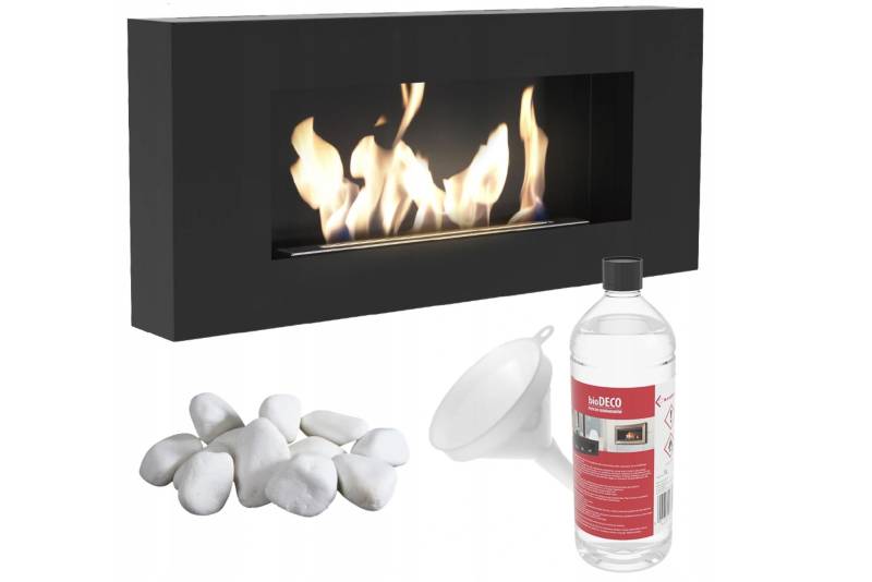 Wandmontierter Bioethanol-Kamin DELTA FLAT TÜV-Set schwarz von Joom DACH