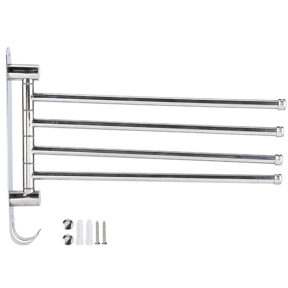 Wandmontierter Edelstahl 180 Grad drehbarer Handtuchhalter mit 4 Stangen für Badezimmer Toilette von Joom DACH