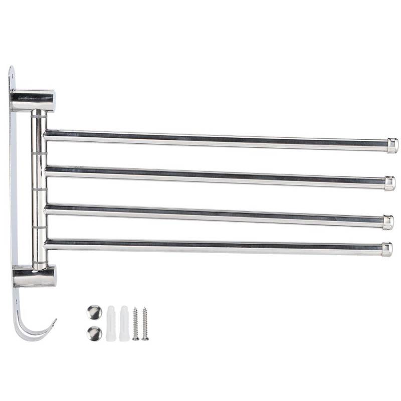 Wandmontierter Edelstahl 180 Grad drehbarer Handtuchhalter mit 4 Stangen für Badezimmer Toilette von Joom DACH