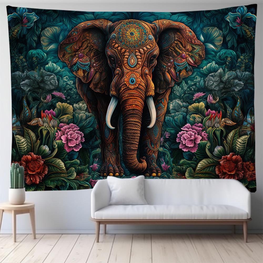 Wandteppich der Elefantenserie: Wandbehang mit Tierdesign als Wohnzimmerdekoration 95x73 cm von Joom DACH