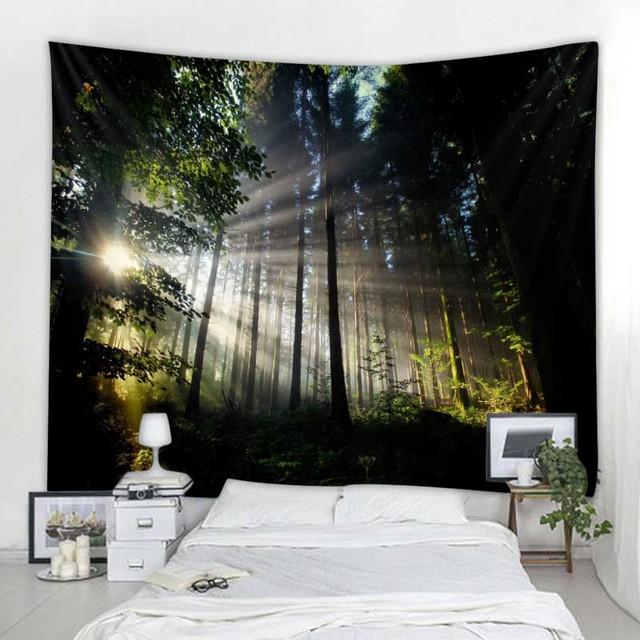 Wandteppich mit natürlicher Waldlandschaft, Wandbehang, psychedelische Szene, Mandala, Heimkunst, Wanddekoration, Boho-Raumdekoration, Yoga-Matratzenlaken 90x75cm von Joom DACH