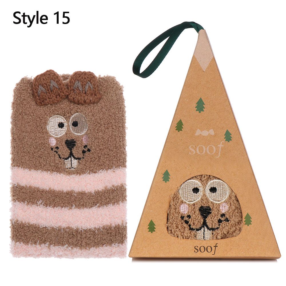 Warm Animal Design 3D Fluffy Coral Feece Sock Floor Stocking Christmas Socks Gift Sox with Box Style 15 von Joom DACH