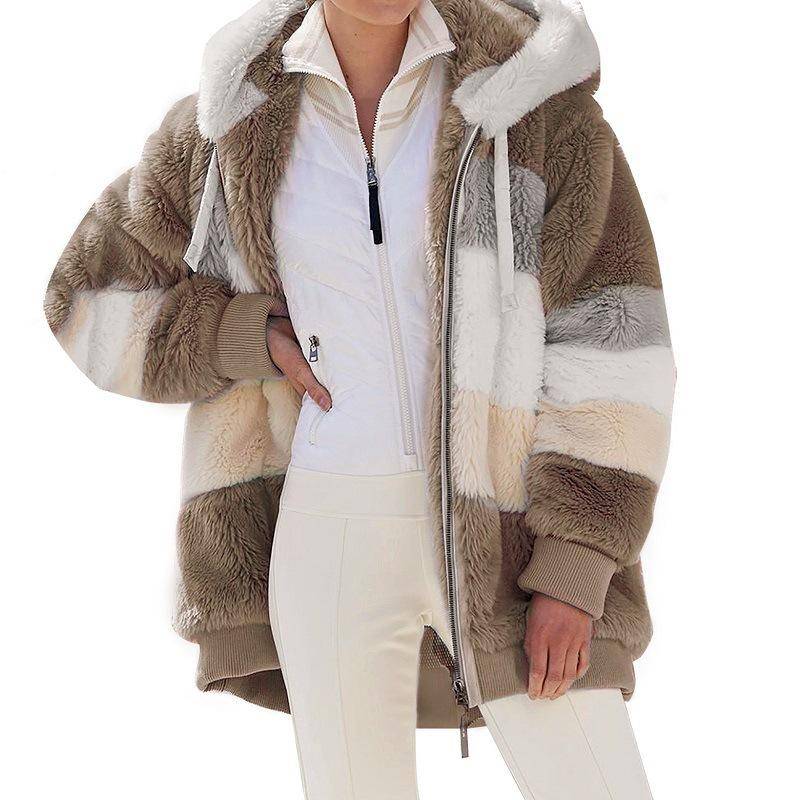 Warm Bodies Herbst Winter Damen Langarm Farbblock Reißverschluss Flusen Kapuze Warmer Mantel XXXL khaki von Joom DACH