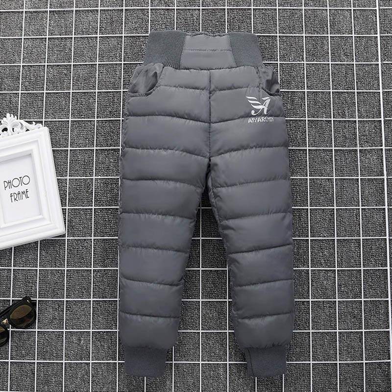 Warm verdicken Jungen Mädchen Daunenhose Winter Plus Samt Kinder hohe Taille Hose Ski Daunen gepolsterte Hose 140 grau von Joom DACH