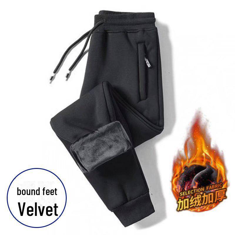 Warme Fleece-Jogginghose für Herren – Slim Fit, dick, lässig, gerades Bein für Herbst und Winter 5XL [175-190 lbs] von Joom DACH