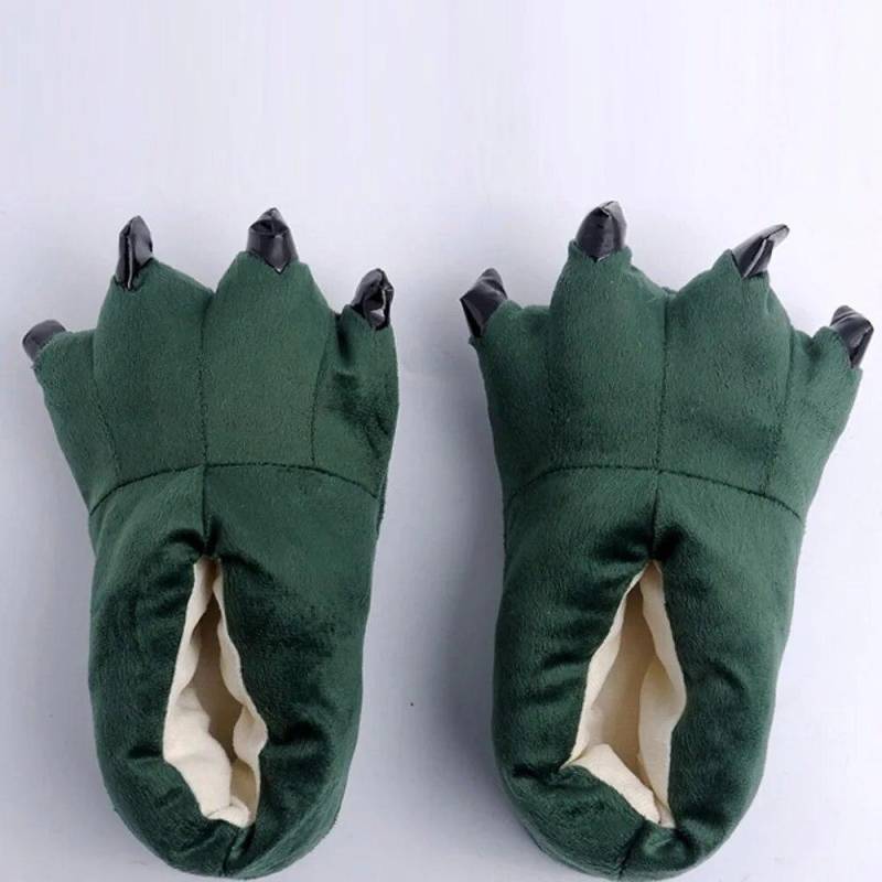 Warme Indoor-Hausschuhe mit lustigen Tieren und Pfoten, Dinosaurier-Tiger, Plüsch-Winterhausschuhe für Kinder/Erwachsene, Hausschuhe für Mädchen und Jungen; 44 von Joom DACH