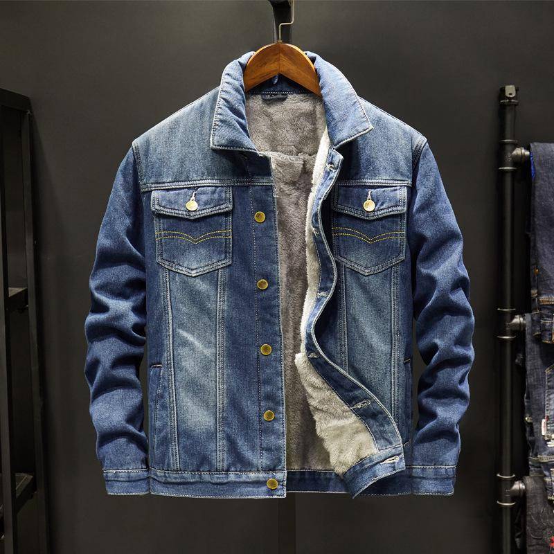 Warme Jeansjacke aus Baumwolle im koreanischen Stil für Herren – Dicker Samt, Vielseitig, Schön, Übergröße, Für Herbst & Winter. Geeignet für Studenten. 3XL von Joom DACH