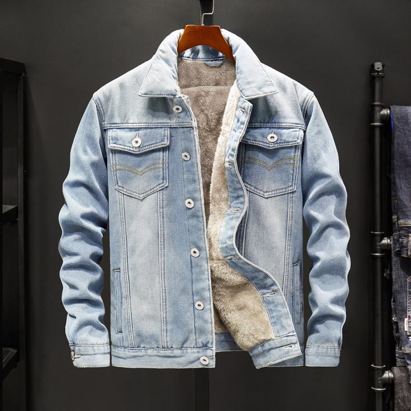 Warme Jeansjacke aus Baumwolle im koreanischen Stil für Herren – Dicker Samt, Vielseitig, Schön, Übergröße, Für Herbst & Winter. Geeignet für Studenten. M von Joom DACH