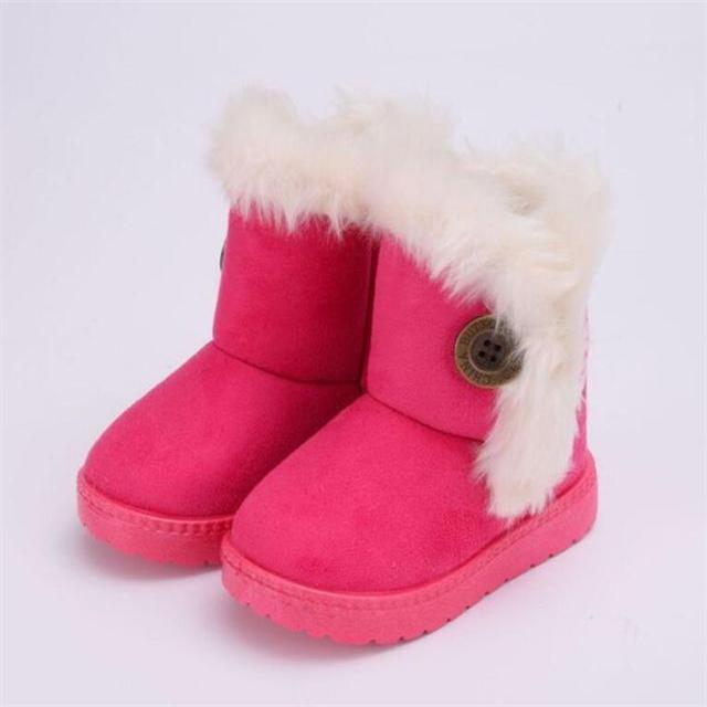 Warme Kinder Schneestiefel für Kinder Neue Kleinkind Winter Prinzessin Kinderschuhe Rutschfest Flach Runde Zehenpartie Mädchen Baby Schöne Stiefel 23 rose rot von Joom DACH