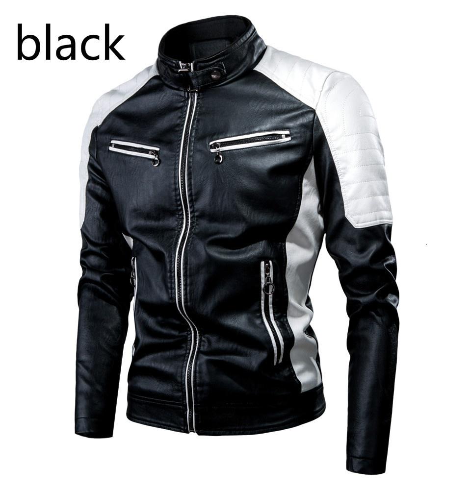 Warme Lederjacke Jacke Herren Tops Herren Casual Motorrad Nähte Wolle Lederjacke Herrenmode Lokomotive Retro 5XL schwarz von Joom DACH