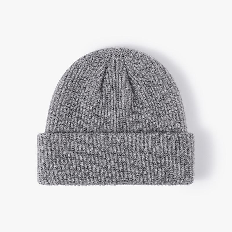 Warme Mütze für Herbst und Winter für Herren und Damen, All-Match-Mütze aus solider Beanie-Strickwolle mit Melonenmotiv grau von Joom DACH
