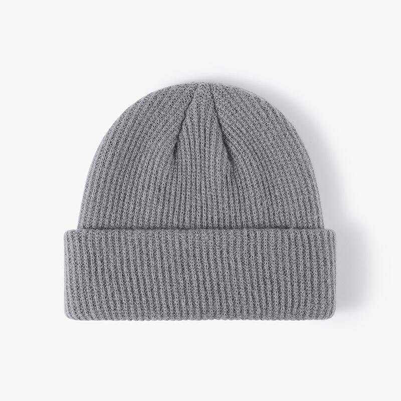 Warme Mütze für Herbst und Winter für Herren und Damen, All-Match-Mütze aus solider Beanie-Strickwolle mit Melonenmotiv grau von Joom DACH