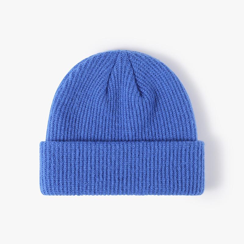 Warme Mütze für Herbst und Winter für Herren und Damen, All-Match-Mütze aus solider Beanie-Strickwolle mit Melonenmotiv blau von Joom DACH