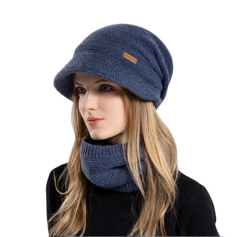 Warme Mützen Wintermütze Schal Set Samt Kälteschutz Warme Strickmütze Damen Strickmütze Set von Joom DACH