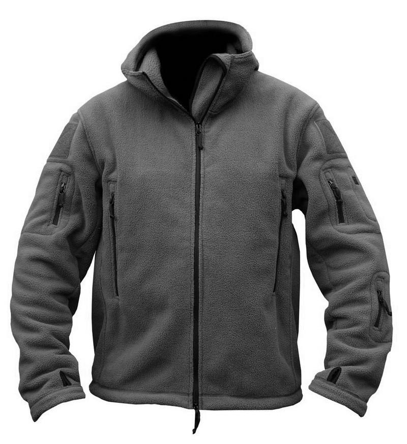 Warme Outdoor-Militär-Kapuzenjacke für Herren mit taktischer Fleece-Thermo-Polar-Oberbekleidung und Kapuze zum Wandern L graue von Joom DACH