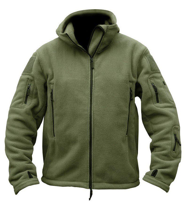 Warme Outdoor-Militär-Kapuzenjacke für Herren mit taktischer Fleece-Thermo-Polar-Oberbekleidung und Kapuze zum Wandern L armee grüne von Joom DACH