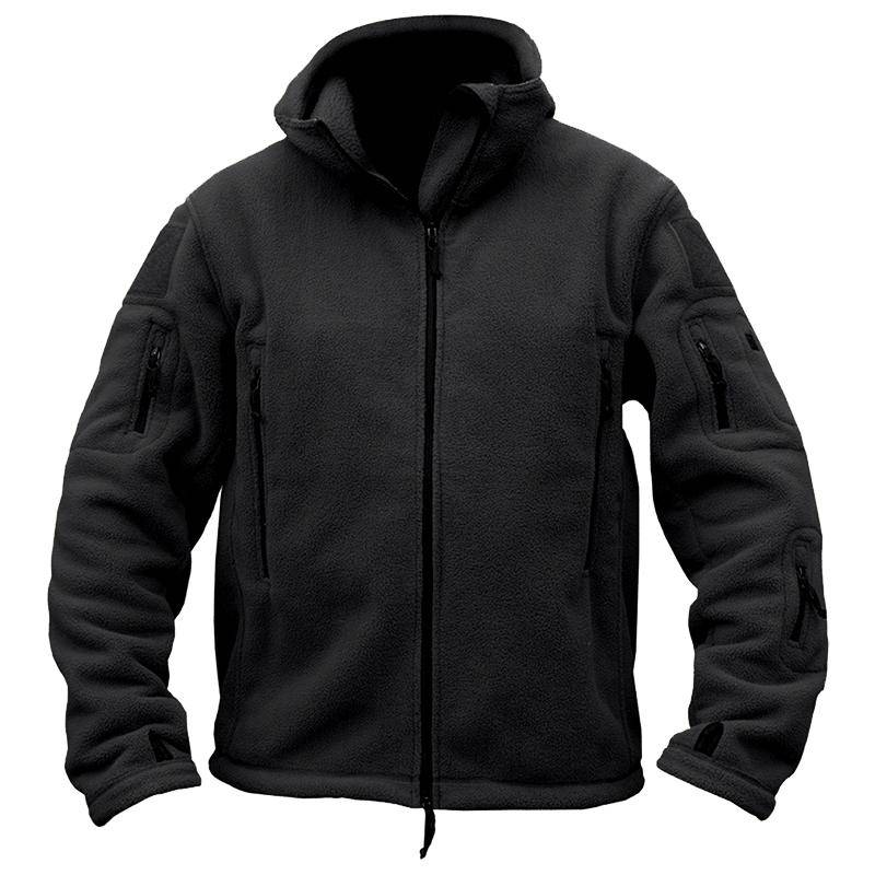Warme Outdoor-Militär-Kapuzenjacke für Herren mit taktischer Fleece-Thermo-Polar-Oberbekleidung und Kapuze zum Wandern XXXL schwarz von Joom DACH