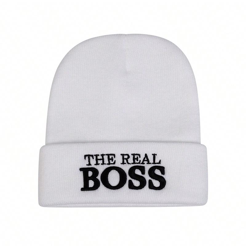 Warme Strickmützen für den Außenbereich für Herren und Damen, modische Beanie-Mütze mit Buchstabenstickerei, Skimütze, Hip-Hop-Caps weiß von Joom DACH