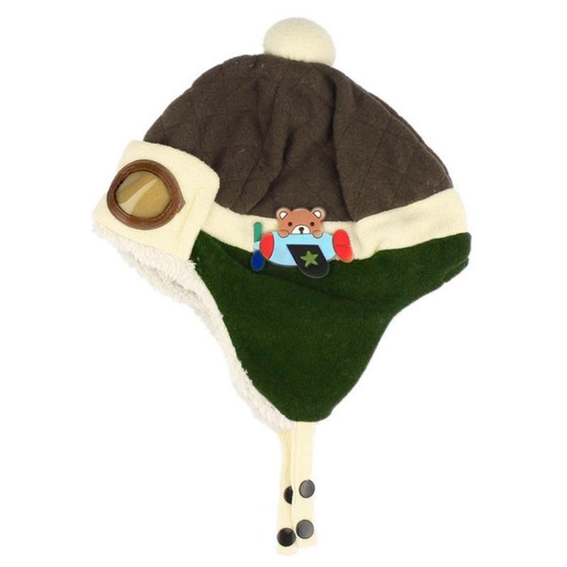 Warme Wintermütze für Jungen und Mädchen, Beanie Pilot, gehäkelte Ohrenklappen-Hüte kaffeebraun von Joom DACH