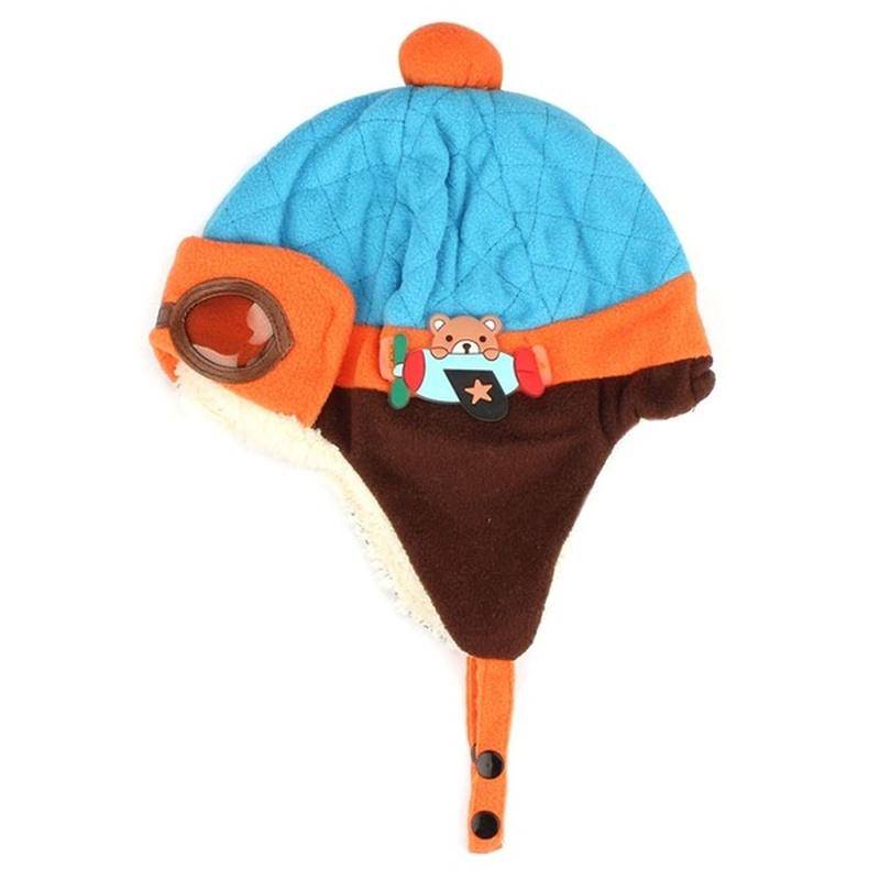 Warme Wintermütze für Jungen und Mädchen, Beanie Pilot, gehäkelte Ohrenklappen-Hüte blau von Joom DACH
