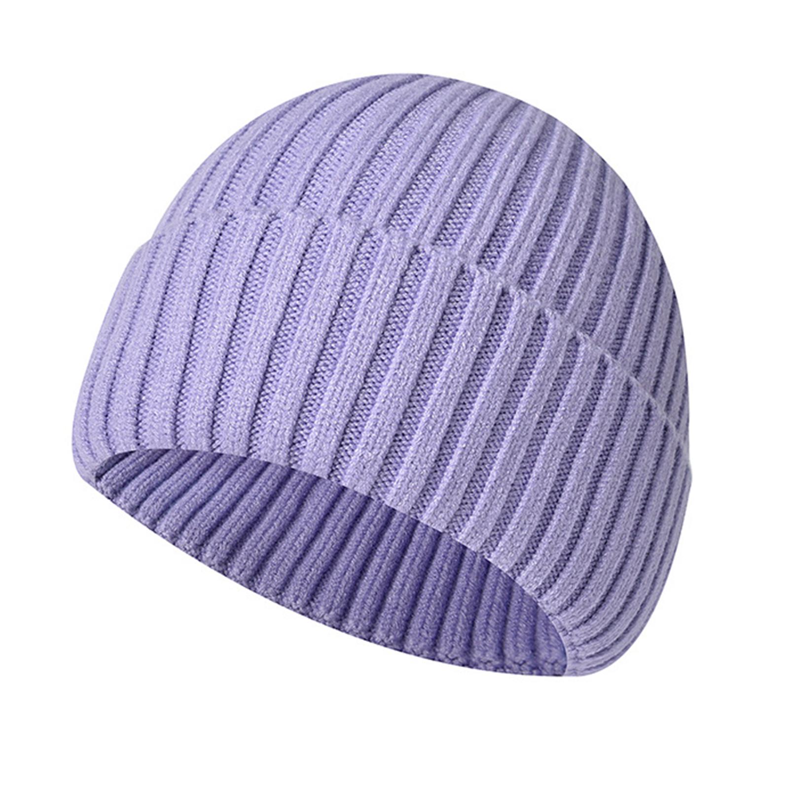 Warme Wintermützen für Damen und Herren, Strickmützen, atmungsaktive und weiche Beanie-Mützen, Farbvielfalt erweitert violett von Joom DACH