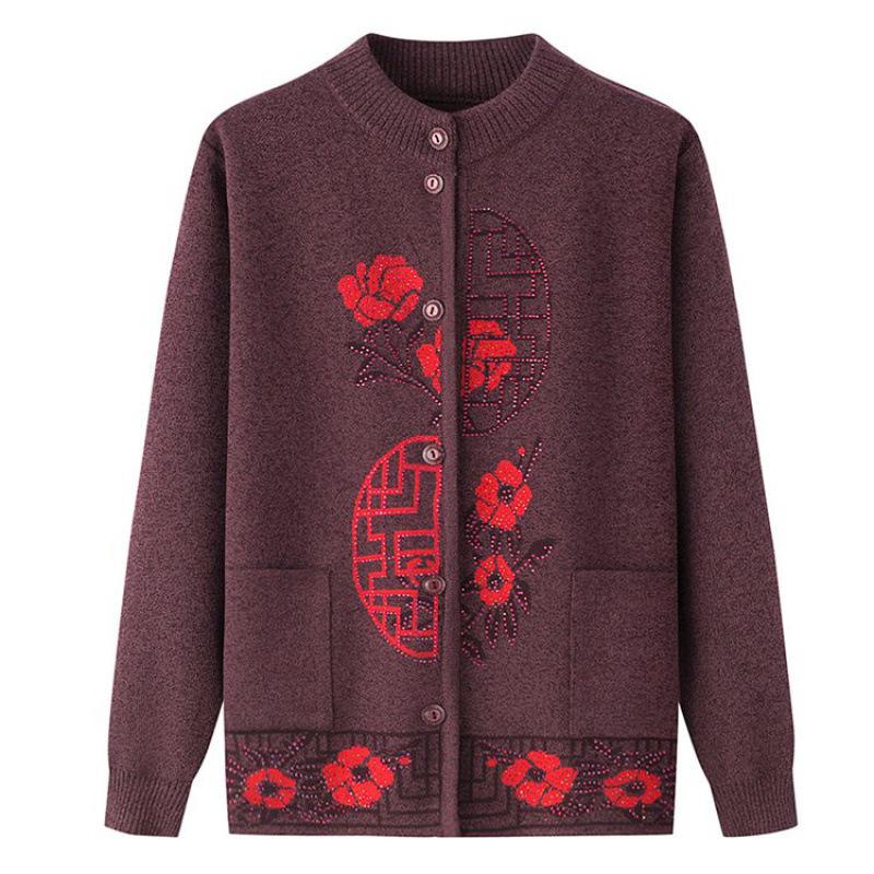 Warmer Strickcardigan für Frauen mittleren und höheren Alters - Winterpullovermantel mit Plüschfutter 3XL (125-135 jin) von Joom DACH